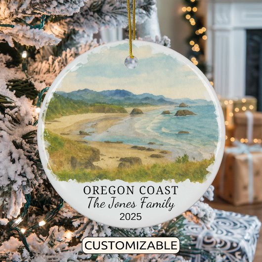 Personalized Oregon Coast Ornament, Oregon Keramisch Ornament