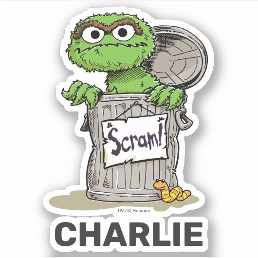 Personalized Oscar the Grouch Scram Sticker (Voorkant)