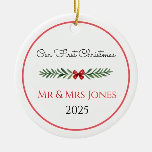 Personalized Our First Christmas Greenery Ornament (Voorkant)