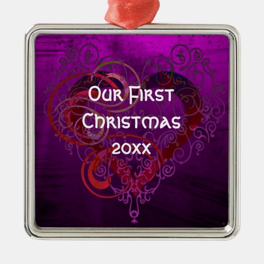 Personalized Our First Christmas Square Ornament (Voorkant)