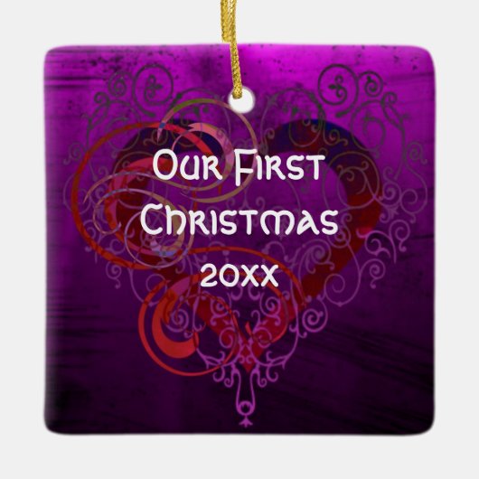 Personalized Our First Christmas Square Ornament (Voorkant)