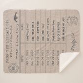 Personalized "Our Love Story" Library Card Sherpa Deken (Voorkant (horizontaal))