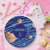 Personalized Outer Space Galaxy Birthday Papieren Bordje (Feest)