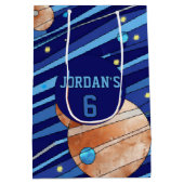 Personalized Outer Space Galaxy Birthday THANK YOU Medium Cadeauzakje (Achterkant)