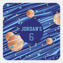 Personalized Outer Space Galaxy Birthday Vierkante Sticker