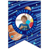 Personalized Outer Space Galaxy Kids Photo Vlaggetjes (Eerste vlag)