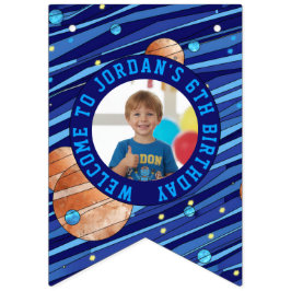 Personalized Outer Space Galaxy Kids Photo Vlaggetjes