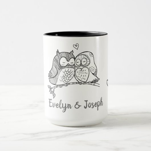 Personalized Owls Love Mok (Midden)