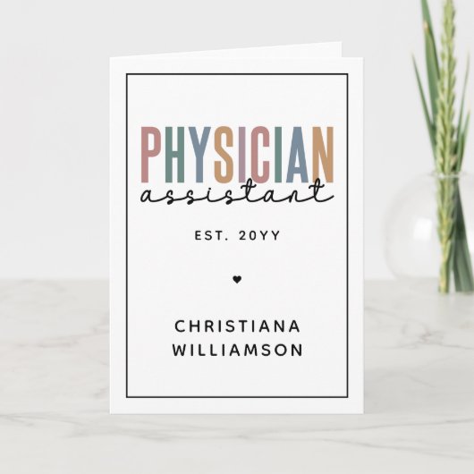 Personalized PA Physician Assistant Afstuderen Kaart (Voorkant)