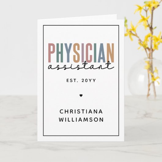 Personalized PA Physician Assistant Afstuderen Kaart (Gele Bloem)