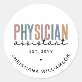 Personalized PA Physician Assistant Afstuderen Ronde Sticker (Voorkant)