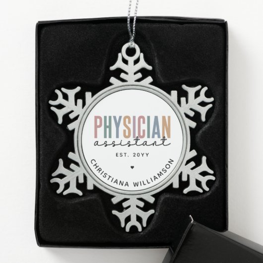 Personalized PA Physician Assistant Afstuderen Tin Sneeuwvlok Ornament (Kistje)