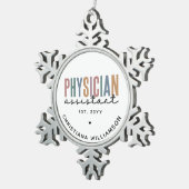 Personalized PA Physician Assistant Afstuderen Tin Sneeuwvlok Ornament (Rechts)