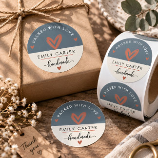 Personalized Packed With Love Handmade Business Ronde Sticker
