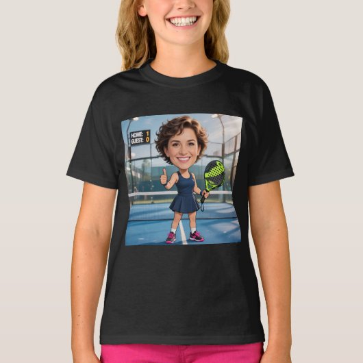 Personalized Paddle/Pickleball Caricature T-shirt (Voorkant)