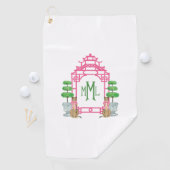 Personalized Pagoda Monogram iPhone 16 tough case Golfhanddoek (Insitu)