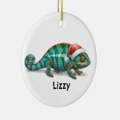 Personalized Panther Chameleon at Christmas Keramisch Ornament (Rechts)