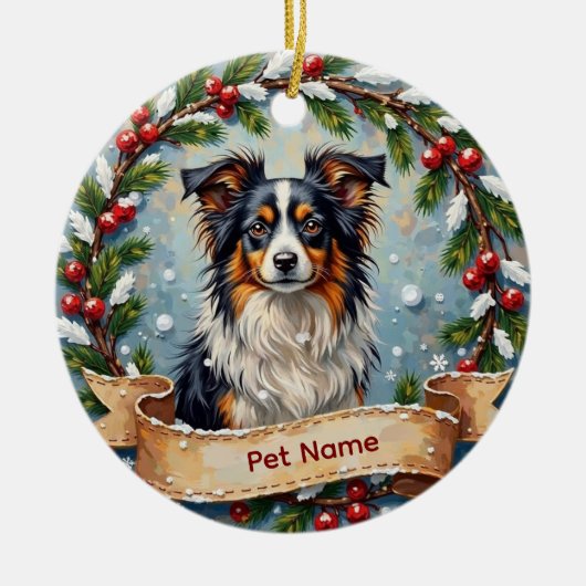 Personalized Papillon Christmas Keramisch Ornament (Voorkant)