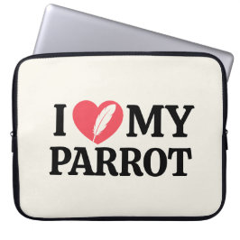 Personalized Parrot Love Minimal Typography White Laptop Sleeve