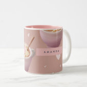 Personalized Pastel Apple Cinnamon Tea Pattern  Tweekleurige Koffiemok (Voorkant rechts)