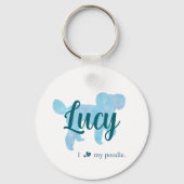 Personalized Pastel Blue Poodle Keychain (Voorkant)