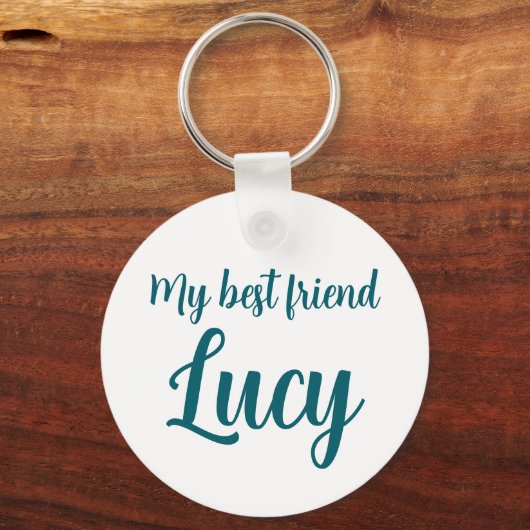 Personalized Pastel Blue Poodle Keychain (Achterkant)