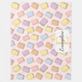 Personalized Pastel Bookish Aesthetic Pattern Pink Fleece Deken (Voorkant)