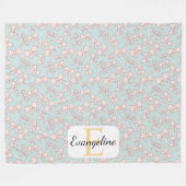 Personalized Pastel Bow Aesthetic Pattern Pink Blu Fleece Deken (Voorkant (Horizontaal))