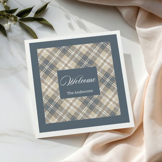 Personalized Pastel Brown Blue Napkins Classic Servet
