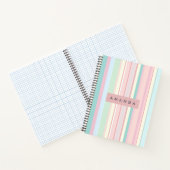 Personalized Pastel Candy Stripe Design Notitieboek (Binnen)