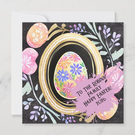 Personalized Pastel Easter Egg Botanical Frame Feestdagenkaart (Voorkant)