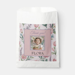 Personalized Pastel Floral Photo Kids Birthday Bedankzakje