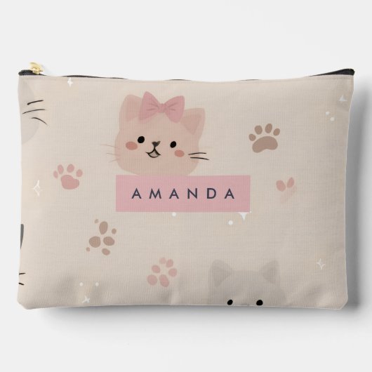 Personalized Pastel Kawaii Cat Face Pattern Etui (Voorkant)