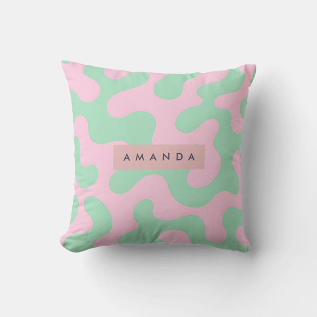 Personalized Pastel Pink and Mint Green Abstract  Kussen (Voorkant)
