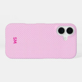 Personalized Pastel Pink Polka Dot Phone Case iPhone 16 Hoesje (Achterkant horizontaal)