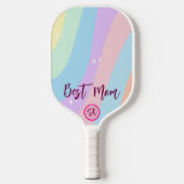 Personalized Pastel Pink Retro Striped Best Mom Pickleball Paddle (Voorkant)