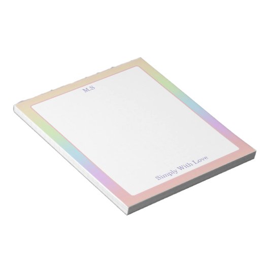 personalized Pastel Rainbow Notitieblok (Schuin)
