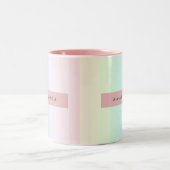 Personalized Pastel Rainbow Stripe Tweekleurige Koffiemok (Center)
