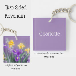 Personalized Pastel Spring floral Sleutelhanger