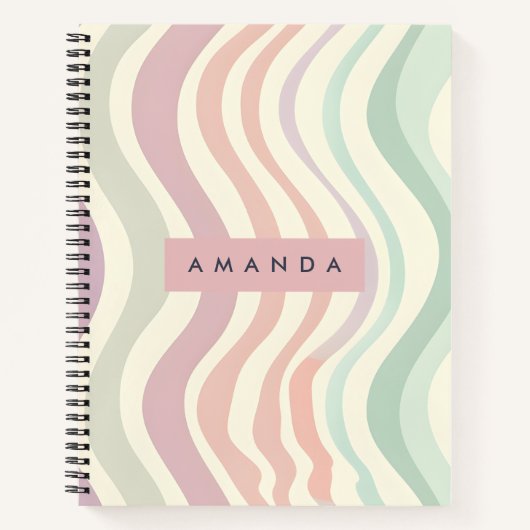 Personalized Pastel Wavy Stripe Style Notitieboek (Voorkant)