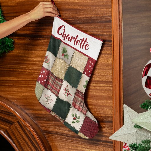 Personalized Patchwork Christmas Stocking Grote Kerstsok