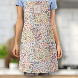 Personalized Patchwork Floral & Plaid Apron Schort