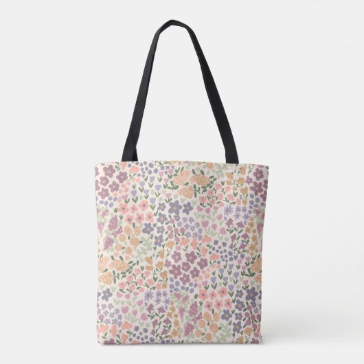 Personalized Patchwork Floral & Plaid Tote Bag (Dos)