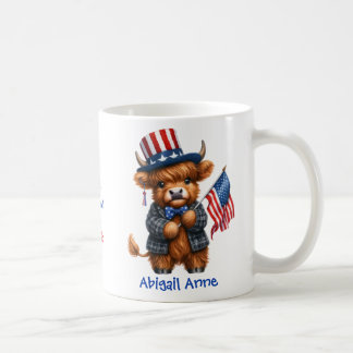 Personalized Patriotic Baby Highland Cow Koffiemok