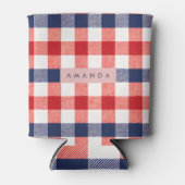 Personalized Patriotic Red, White & Blue Gingham Blikjeskoeler (Voorkant)