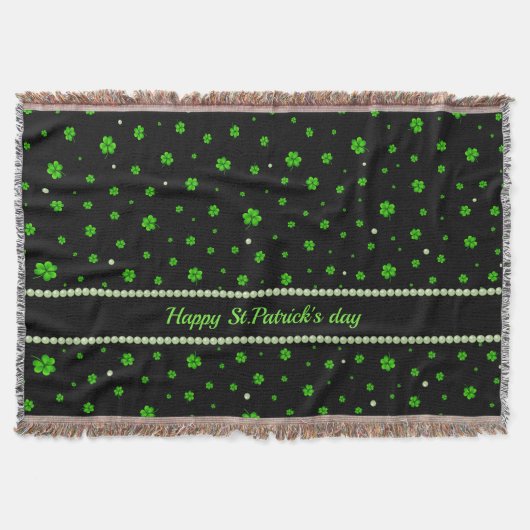 Personalized Pattern of green shamrocks with pearl Deken (Voorkant)