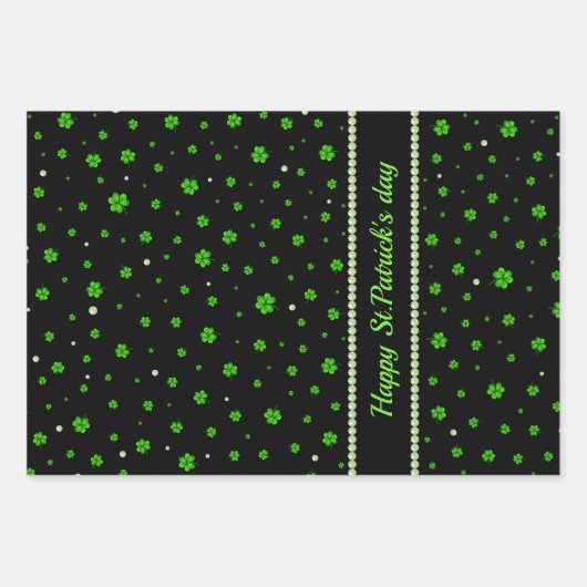 Personalized Pattern of green shamrocks with pearl Inpakpapier Vel (Voorkant)