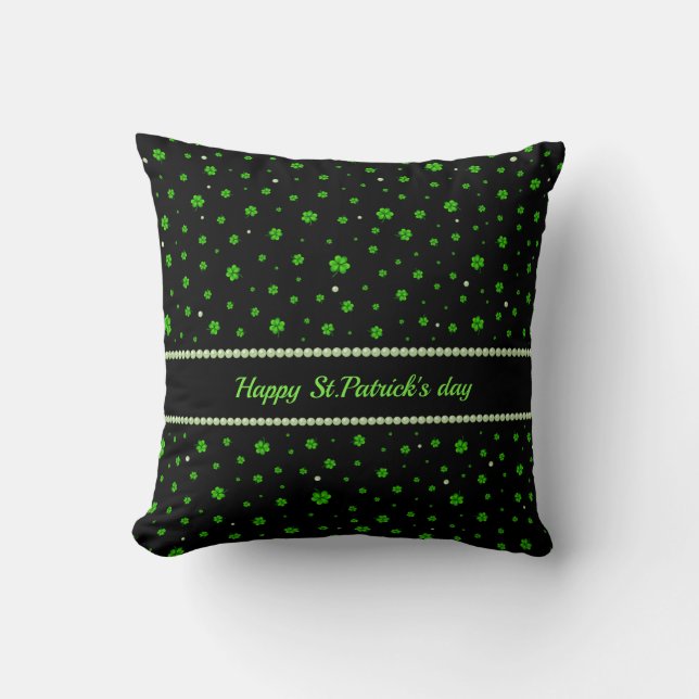Personalized Pattern of green shamrocks with pearl Kussen (Voorkant)