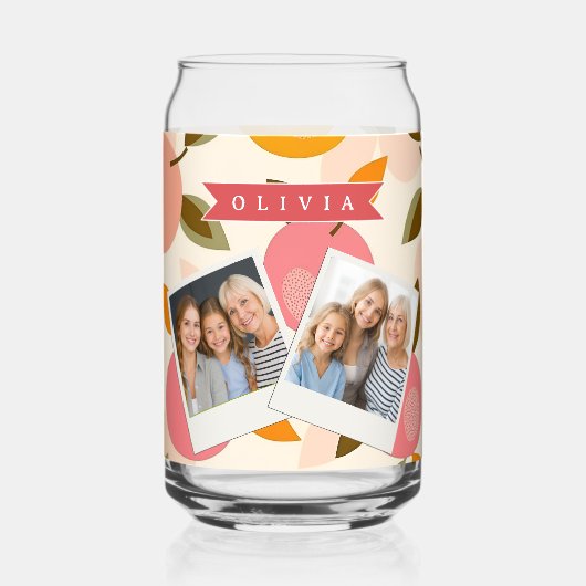 Personalized Peach Pattern Cute Retro Summer Blikvorm Glas (Voorkant)