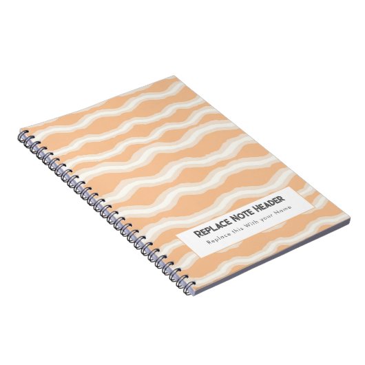 Personalized Peach Wave Patterned Notitieboek (Rechterzijde)